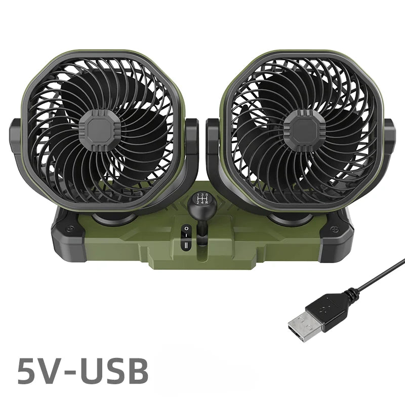Car Vehicle Dual-Head 2 Wind Speed 360° Rotatable Fan Summer Cooler