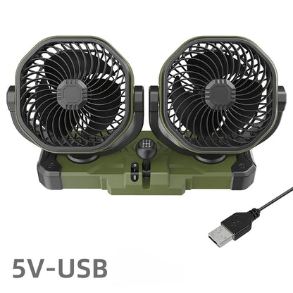 Car Vehicle Dual-Head 2 Wind Speed 360° Rotatable Fan Summer Cooler