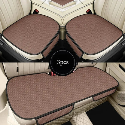 A Set of 3-piece Breathable Ice Silk Anti-slip Car Seat Cushions