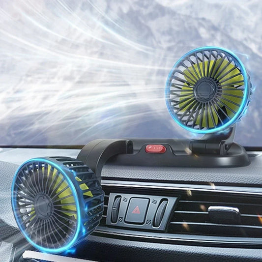 Car Double-head Folding Fan Rotatable Gently Circulates Air Fan