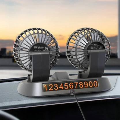 Car Double-head Folding Fan Rotatable Gently Circulates Air Fan