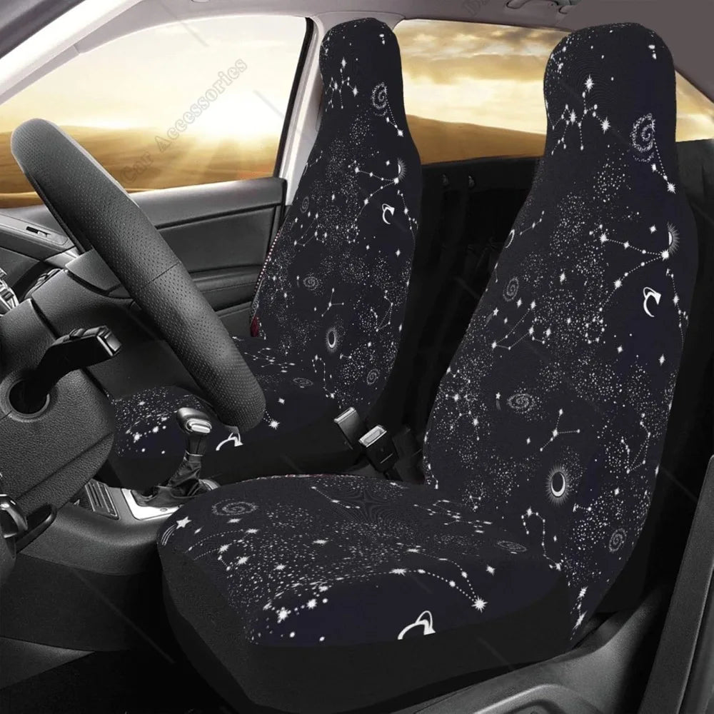 Car Seat Covers Front Seat Protector Cover Moon Space Planet Stars Galaxy Universe 2pcs