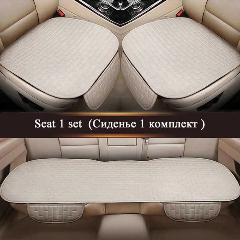 Car Flax Seat Cushion Protector Pad Front/Rear Set