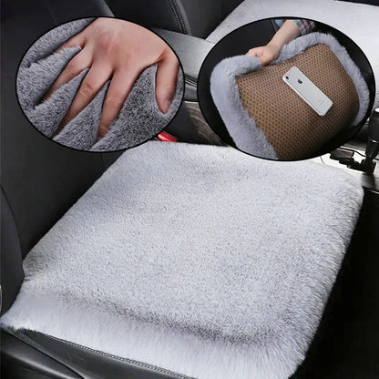 Plush Rabbit Fur Car Seat Cushion Winter Warmth Thick Wool Square Multicolor Cushion