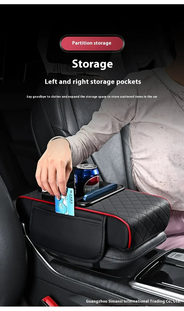 Car PU Leather Armrest Box Heightening Pad Tissue Organizer