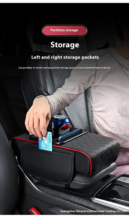 Car PU Leather Armrest Box Heightening Pad Tissue Organizer