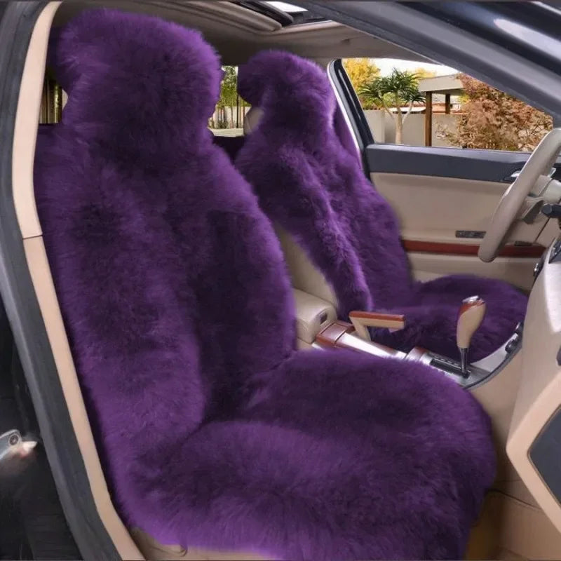 Car Warm Plush Universal Long Wool Fur Front Seat Cushion 1 Pcs