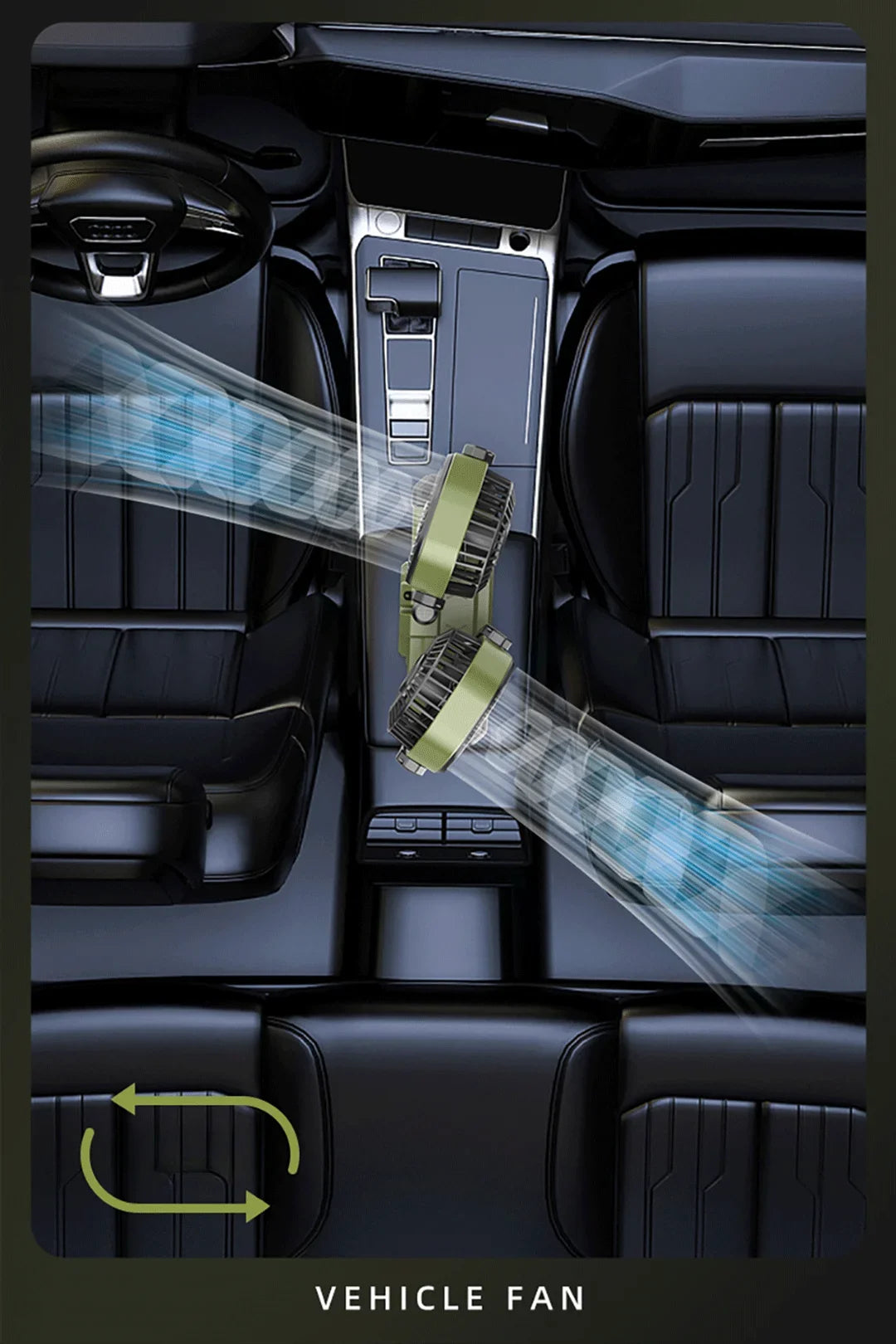 Car Dual-Head 2 Speeds Wind 360° Rotatable Fans USB/12V/24V