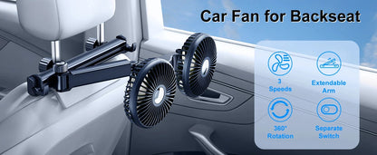 Car Dual-Head Fan Headrest 360° Rotation Air Cooling Fan