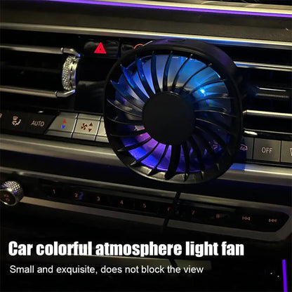 Car Powerful USB Colorful LED Light Low Noise Vent Clip Fan
