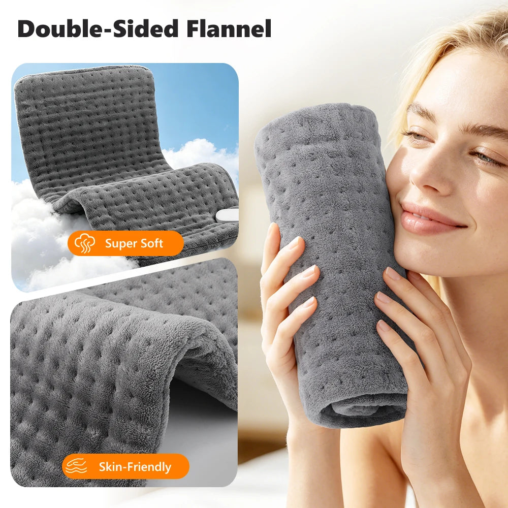 Electric Heating Pad Flannel 10 Warmth Modes 4 Timer Dual SCR Controller