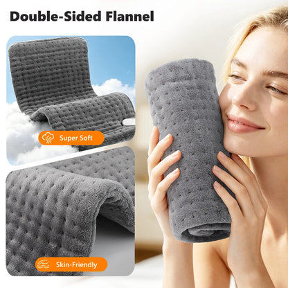 Electric Heating Pad Flannel 10 Warmth Modes 4 Timer Dual SCR Controller