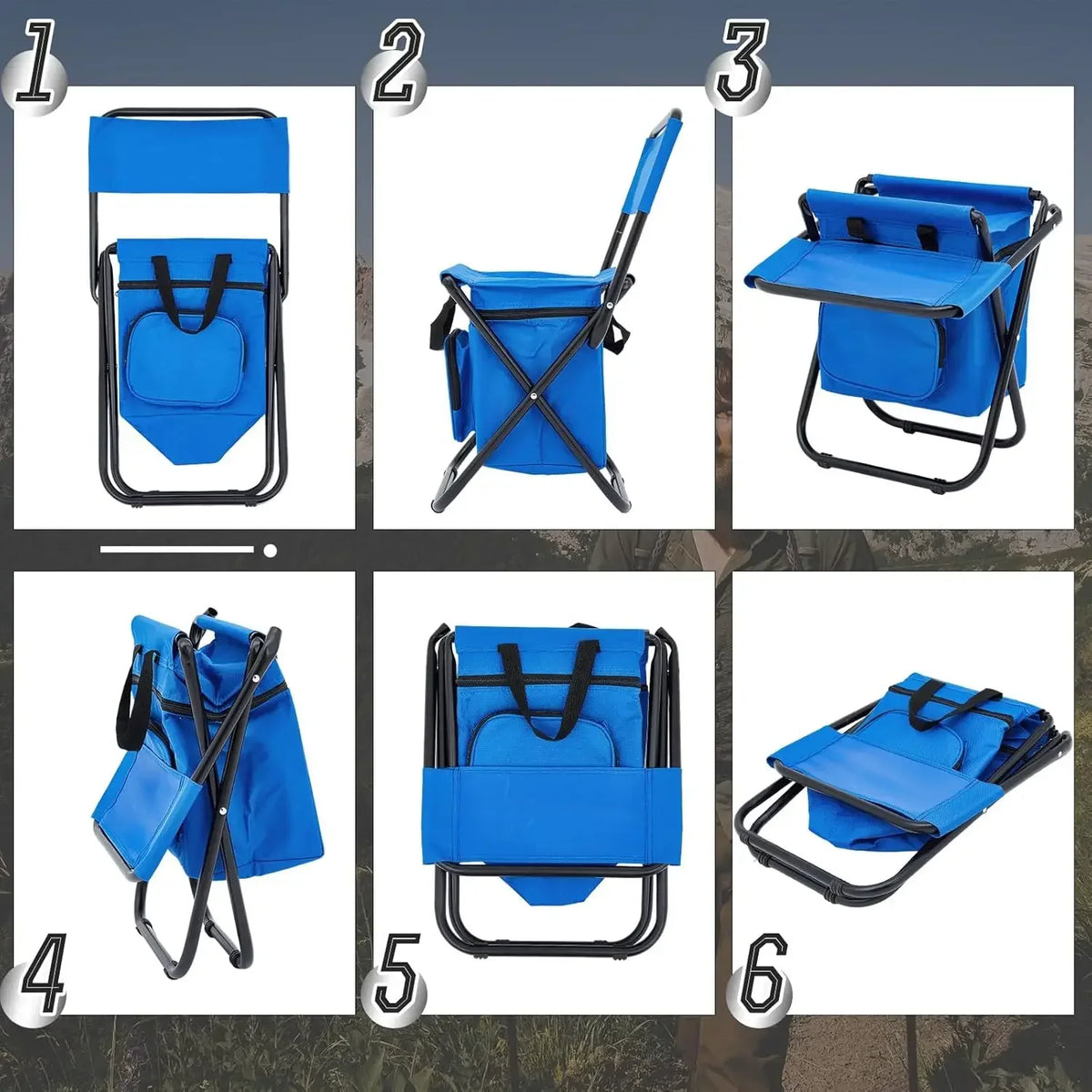 Camping Fishing Beach Stool Detachable Portable Backrest Lightweight Folding Chair