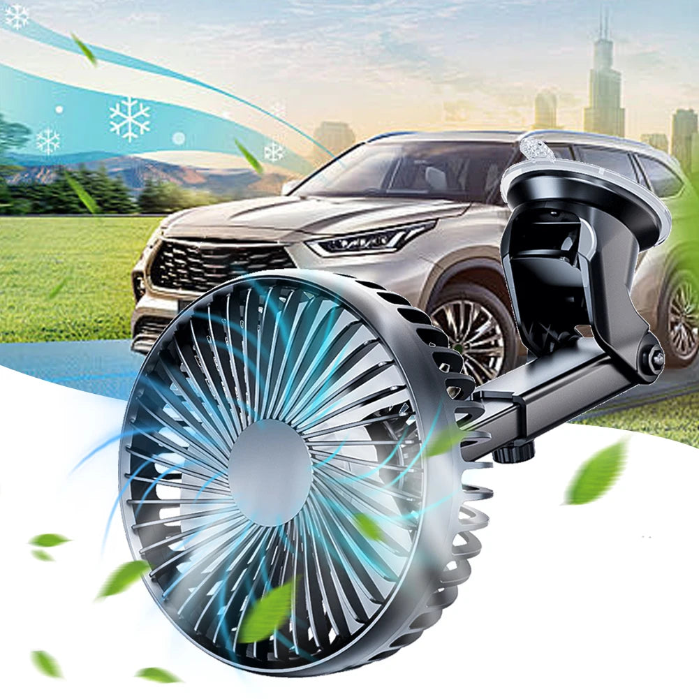 12V/24V Car Cooling Fan USB Suction Cup Windshield Desk Fan