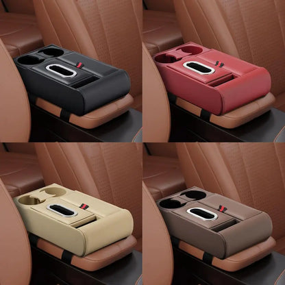 Car Armrest Pad Multifunctional Storage Box Tissue Water Cup Holder Organizer