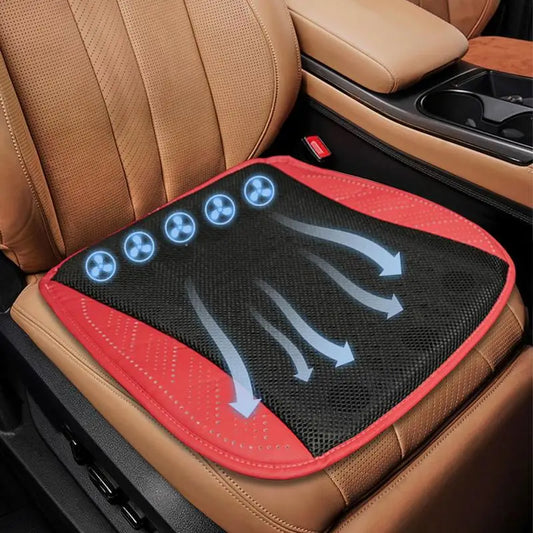 Cooling Car Seat Cushion Driver Seat Cushion with 5 Fans Breathable Three-Speed Adjustable Pad