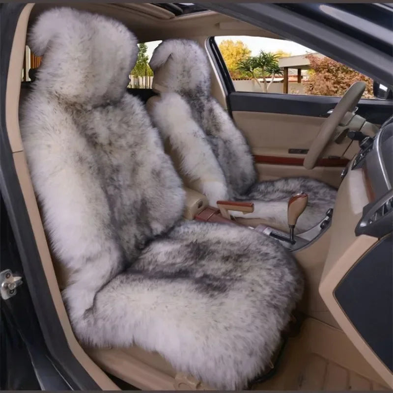 Car Warm Plush Universal Long Wool Fur Front Seat Cushion 1 Pcs