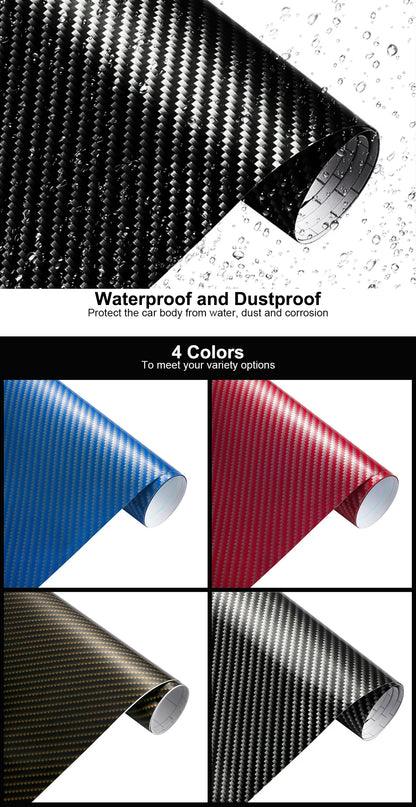 Car Carbon Fiber Stickers Exterior Vinyl Film Wrap Protective 30x100cm
