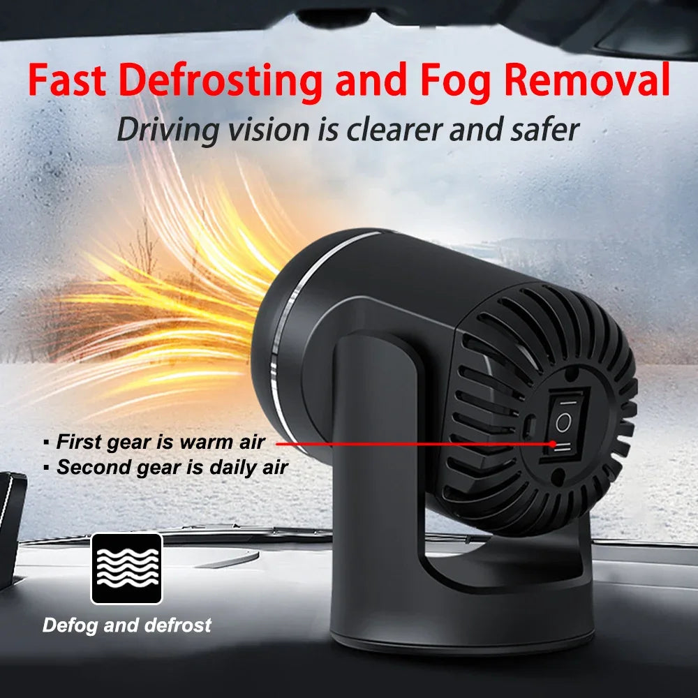 Car 360° Rotate 3 Adjustable Power Heating Fans
