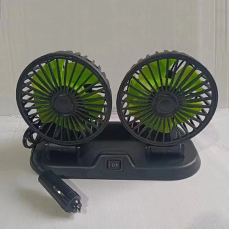 Car Dual Head USB Cooling Fan 2 Speeds Adjustable Fans 5V/12V/24V