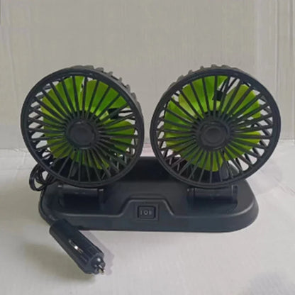 Car Dual Head USB Cooling Fan 2 Speeds Adjustable Fans 5V/12V/24V