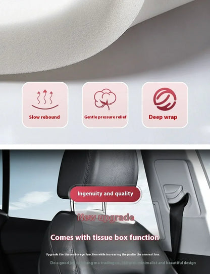 Car PU Leather Armrest Box Heightening Pad Tissue Organizer