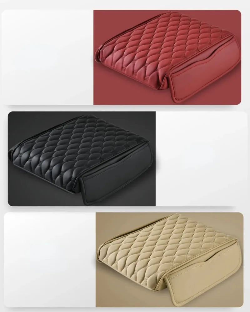 Car Leather  Armrest Mat Center Console Auto Armrests Storage Box Organizer