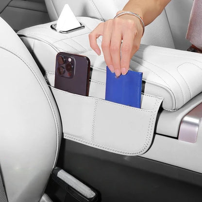 Car Universal Armrest Cushion Quilted Leather Enhance Comfort Oraganizer
