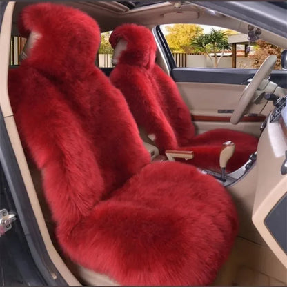 Car Warm Plush Universal Long Wool Fur Front Seat Cushion 1 Pcs
