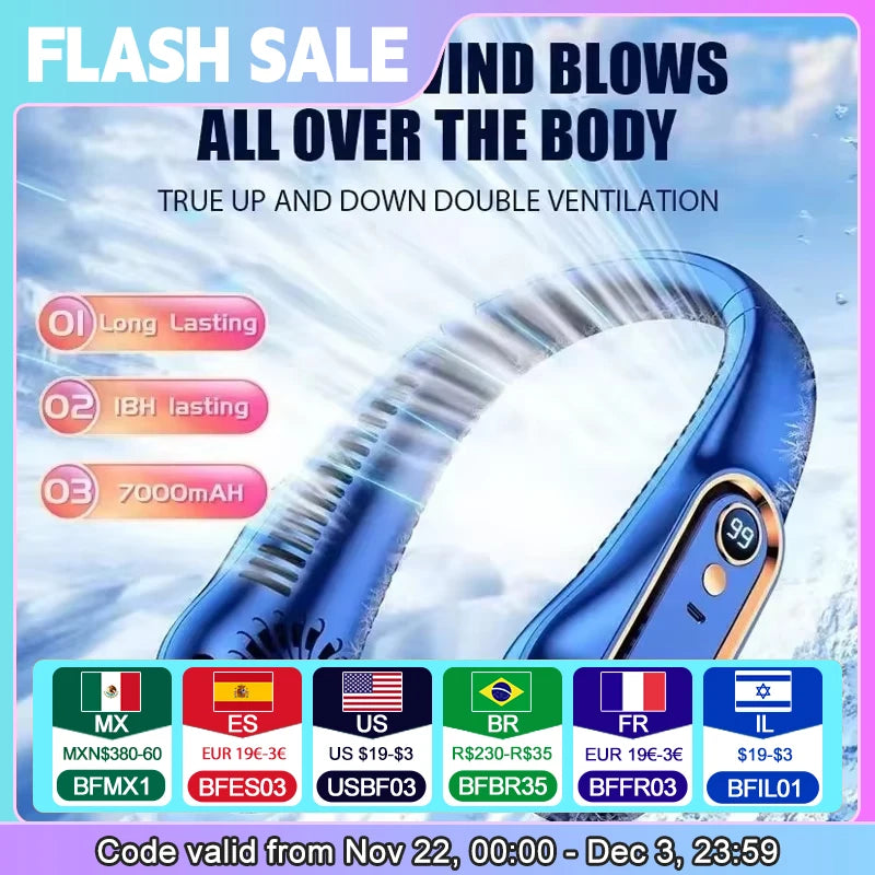 Neck Bladeless Fan Mini Ultra Long Life Portable Lazy Silent Fan Usb Charging Student