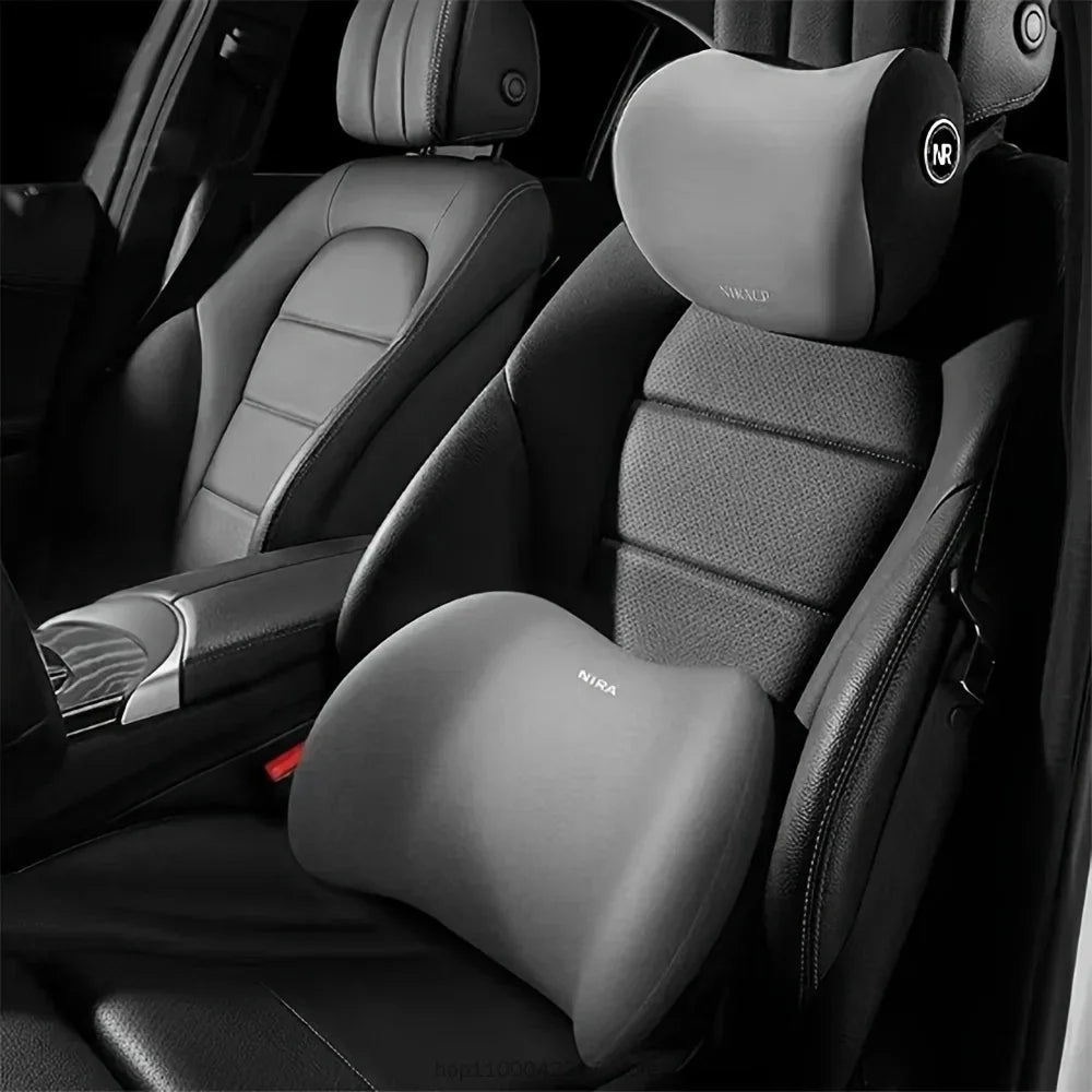 Car Headrest Lumbar Support Seat Cushion Backrest Set