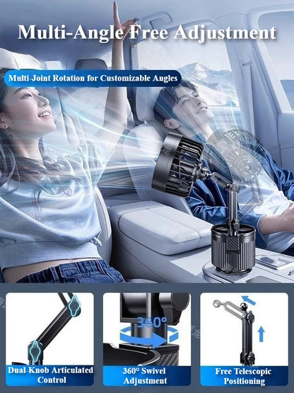 12V/24V Car Cup Holder Dual-Speed Adjustable Summer Cooler Fan
