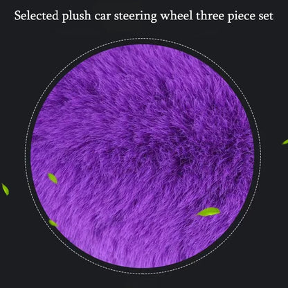 3Pcs/Set Winter Car Rabbit Hair Steering Wheel Cover Handbrake Warm Fur Case Gear Auto Interior