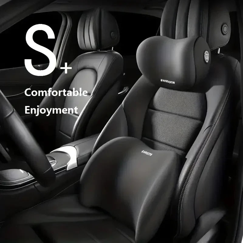 Car Headrest Lumbar Support Seat Cushion Backrest Set