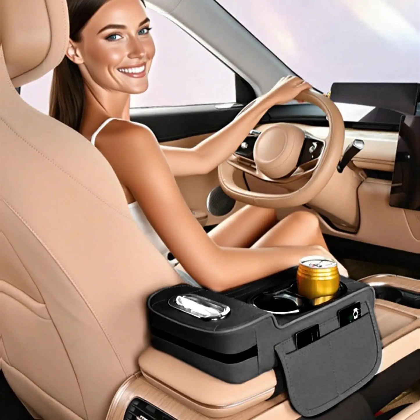 Car Armrest Cover Heightening Pad Storage Organizer
