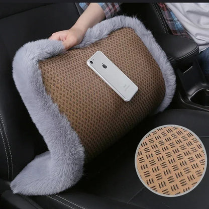 Plush Rabbit Fur Car Seat Cushion Winter Warmth Thick Wool Square Multicolor Cushion
