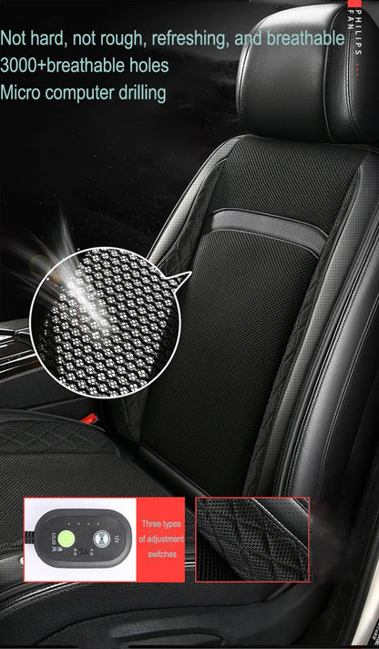 Car Summer Cool 3D Spacer Air Seat Cushion 16 Fans 12V/24V