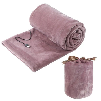 USB Heated Blanket Coral Velvet Shawl Wearable Electric Blanket Winter Body Warmer for Home Office Car