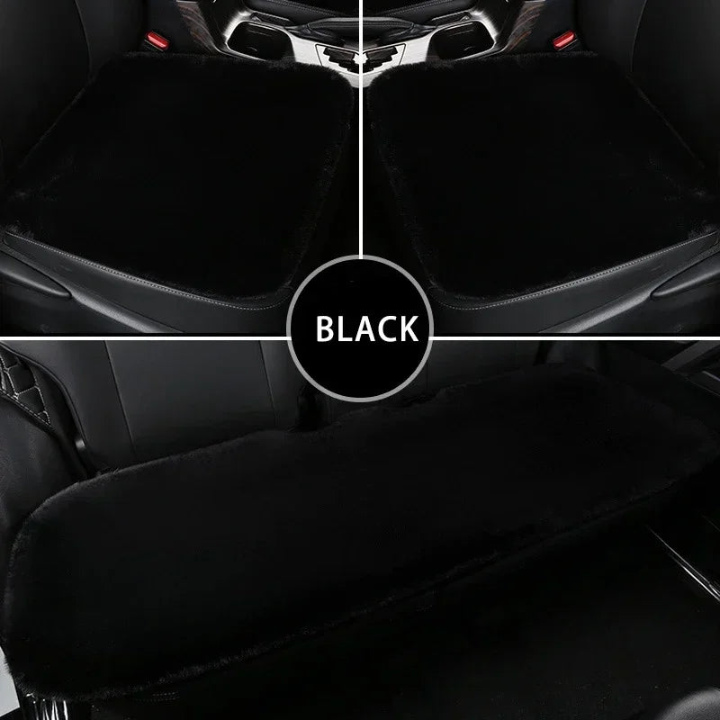 Car Multicolor Plush Fur Seat Cushion Winter Warmth Thick Wool Square Cushion Set