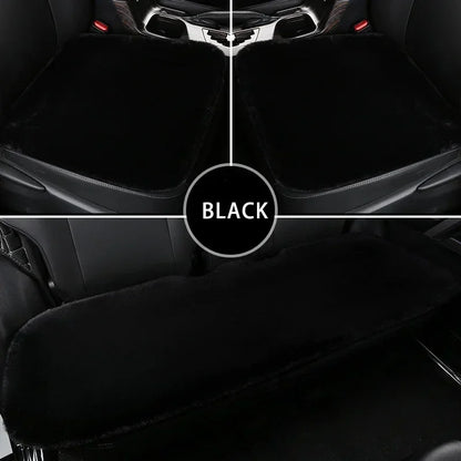 Car Multicolor Plush Fur Seat Cushion Winter Warmth Thick Wool Square Cushion Set