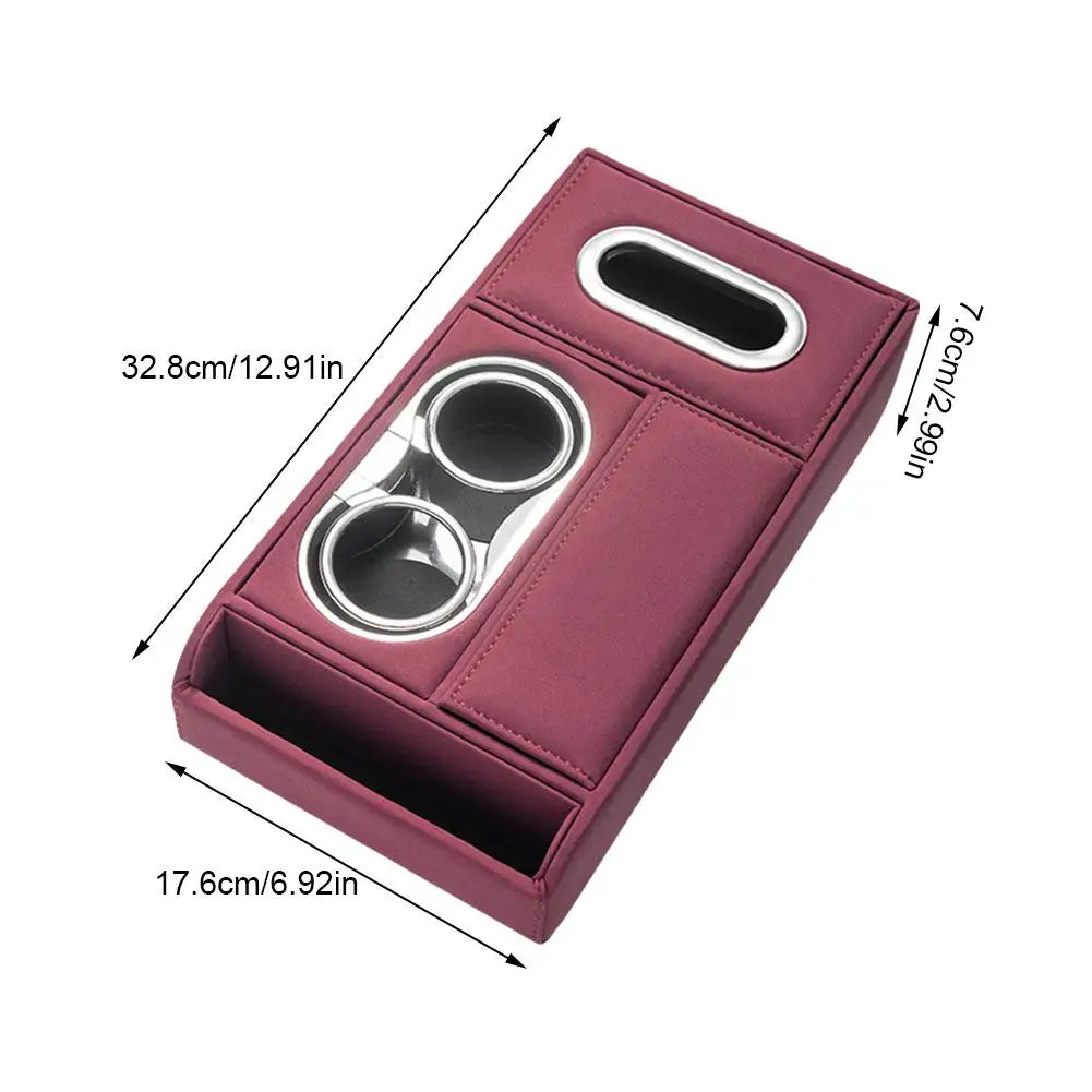 Car Armrest Cup Holder Tissue Box Storage Organizer