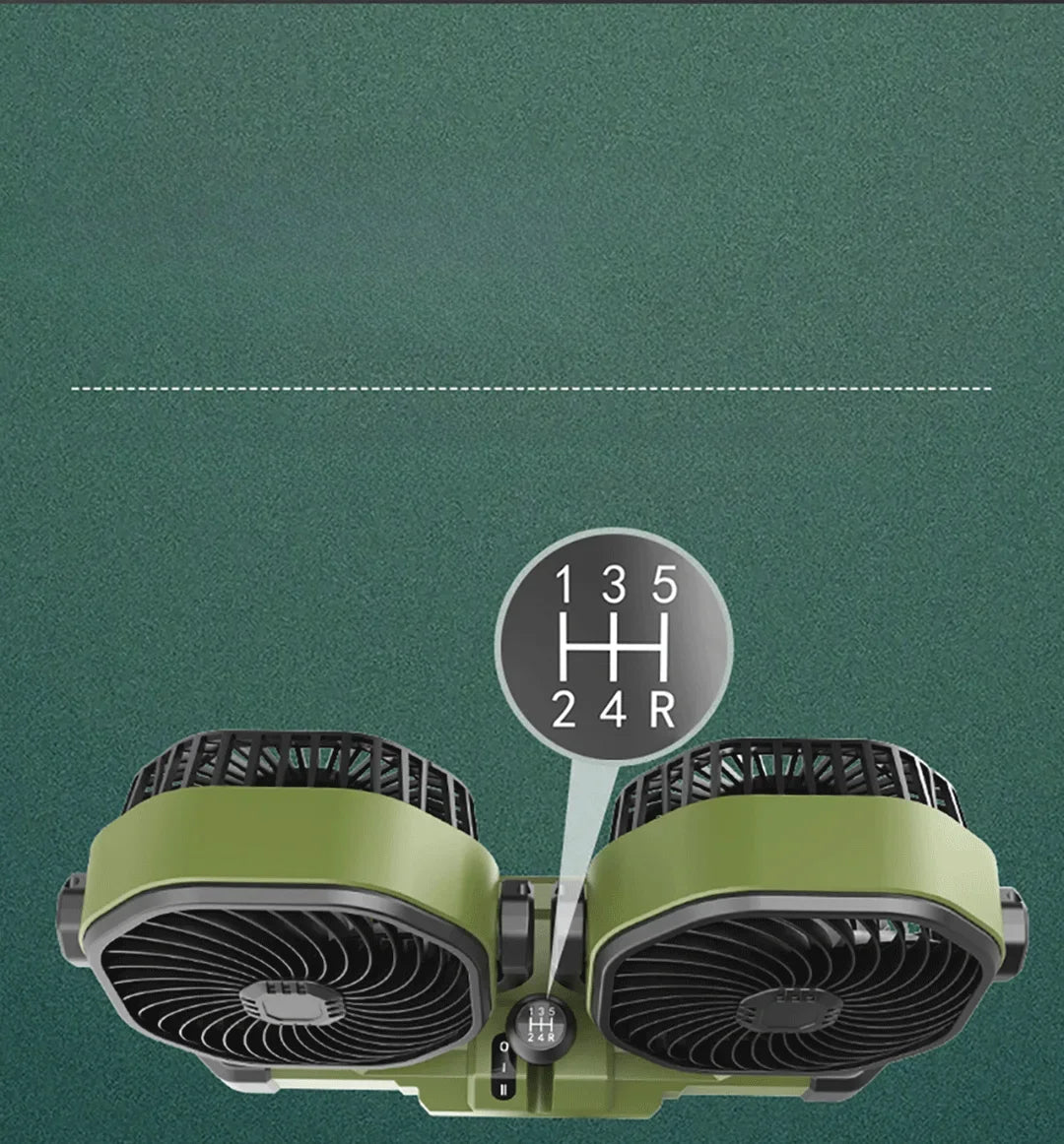 Car Dual-Head 2 Speeds Wind 360° Rotatable Fans USB/12V/24V
