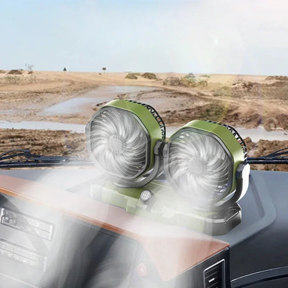 Car Vehicle Dual-Head 2 Wind Speed 360° Rotatable Fan Summer Cooler