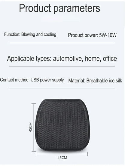 Car USB Ventilated Cooling 6 Fans Gel Seat Cushion Pad