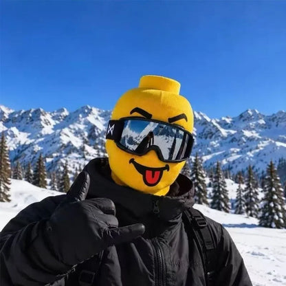 Outdoor Cycling Skiing Funny Knit Ski Mask Food Print Yellow Man Funny Windproof Face Cover