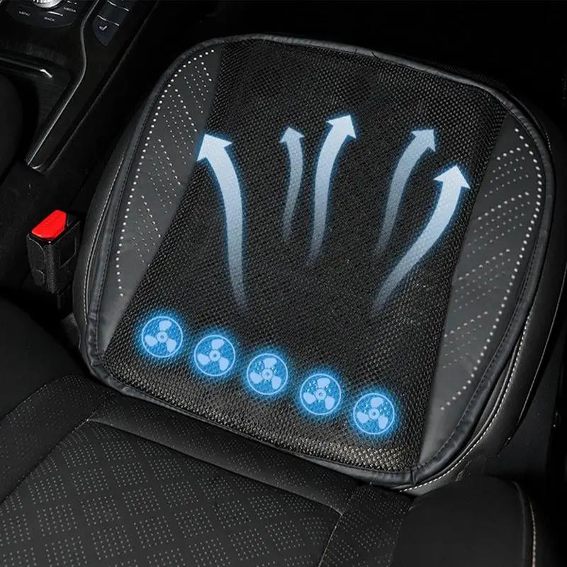 Cooling Car Seat Cushion Driver Seat Cushion with 5 Fans Breathable Three-Speed Adjustable Pad