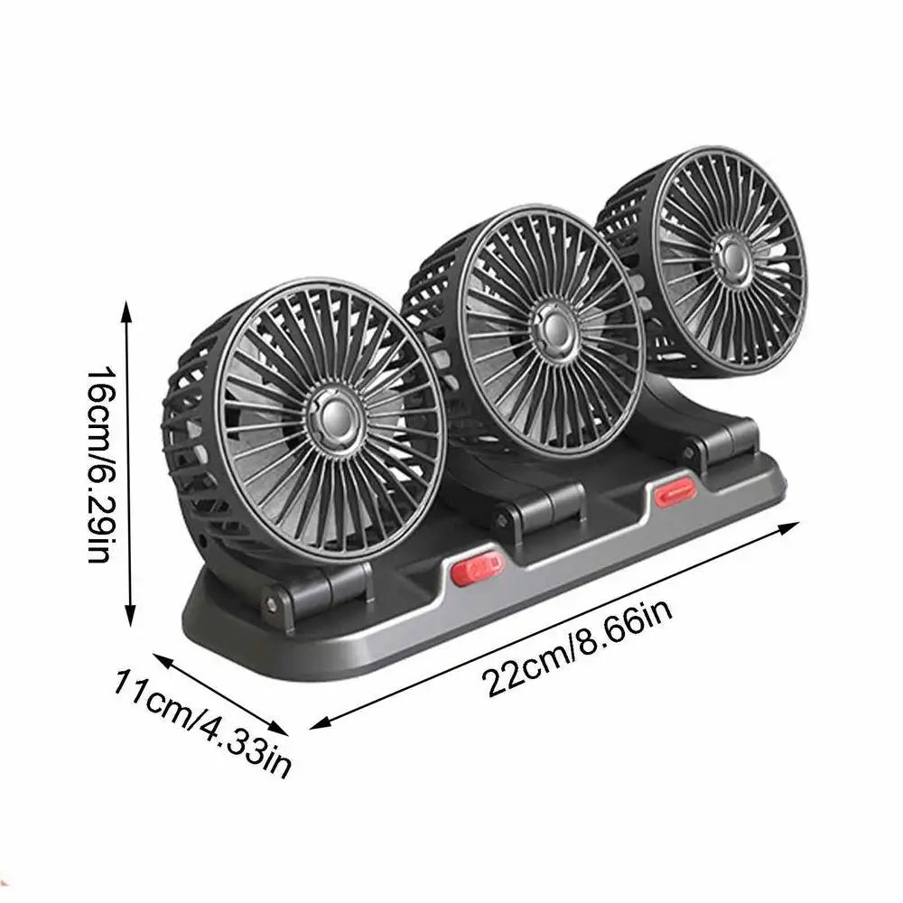 Car Electric 3 Head Silent  USB/12V/24V Cooling Fans