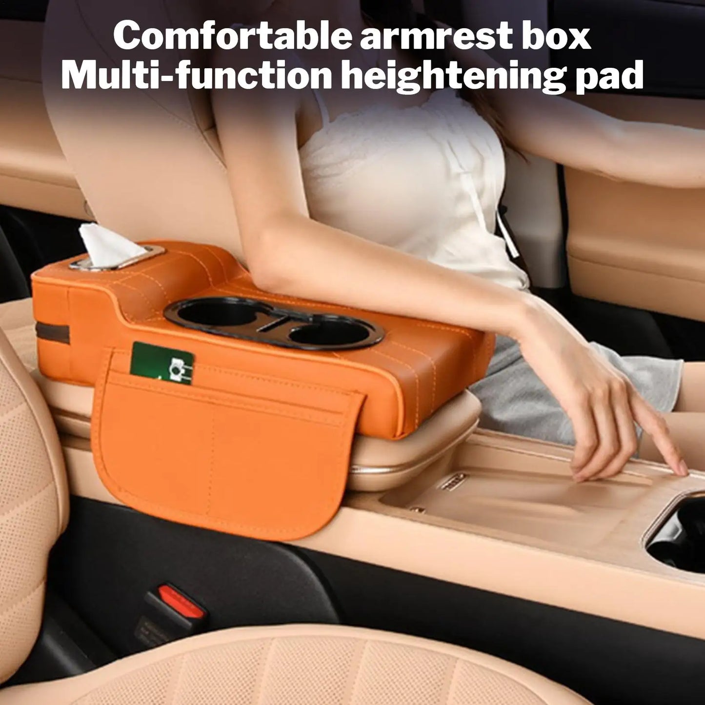 Car Armrest Cover Heightening Pad Storage Organizer