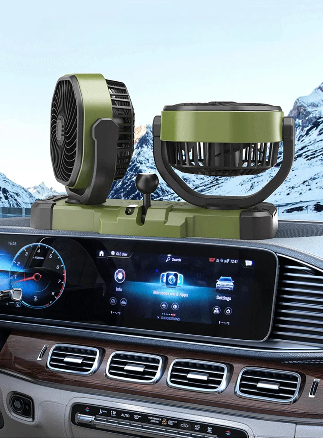 Car Dual-Head 2 Speeds Wind 360° Rotatable Fans USB/12V/24V