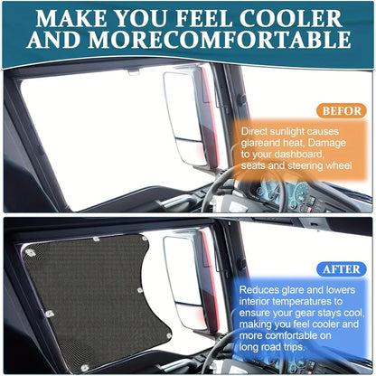 2pcs Side Sunshade Auto Heat Window Shade For RV Semi Truck
